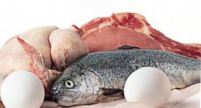 Alimentos con proteínas son la carne, el pescado y los huevos entre otros
